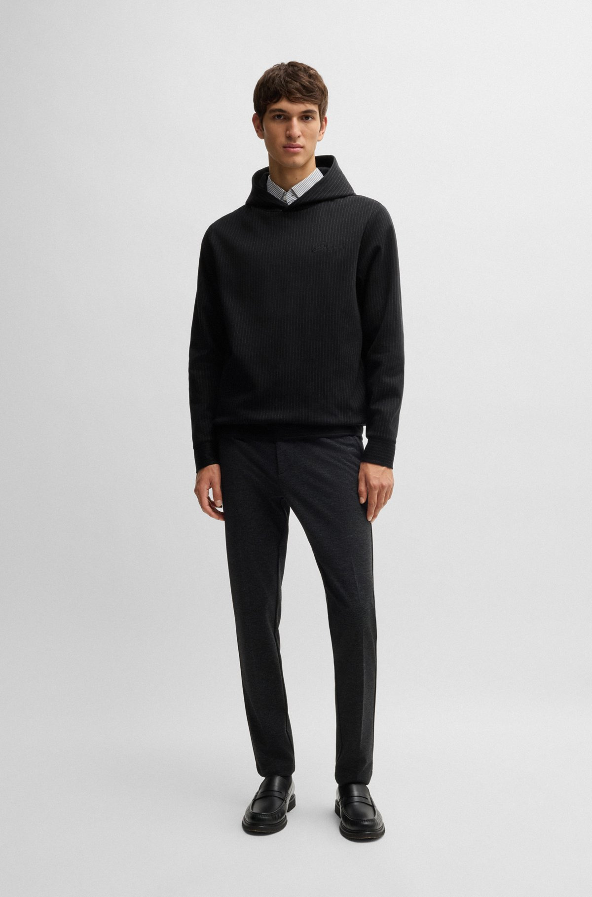 REGULAR-FIT HOODIE IN A PINSTRIPE COTTON - 4