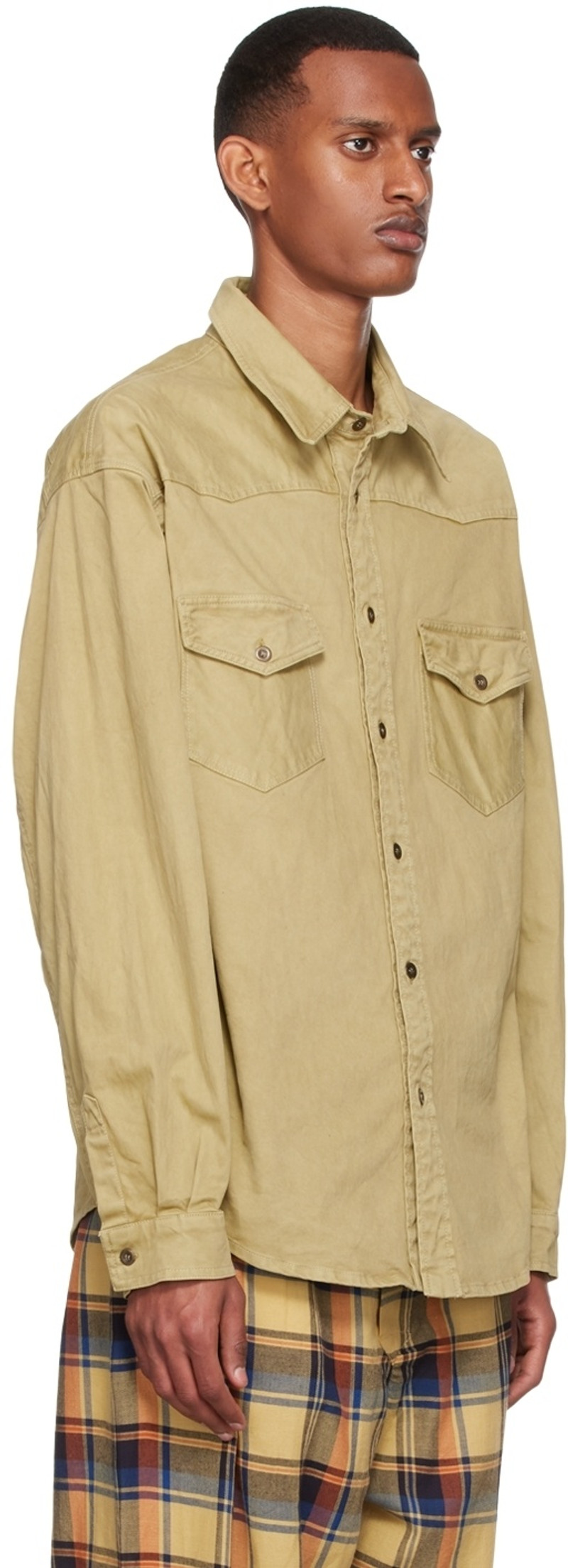 Faith Connexion Khaki Cotton Shirt outlook