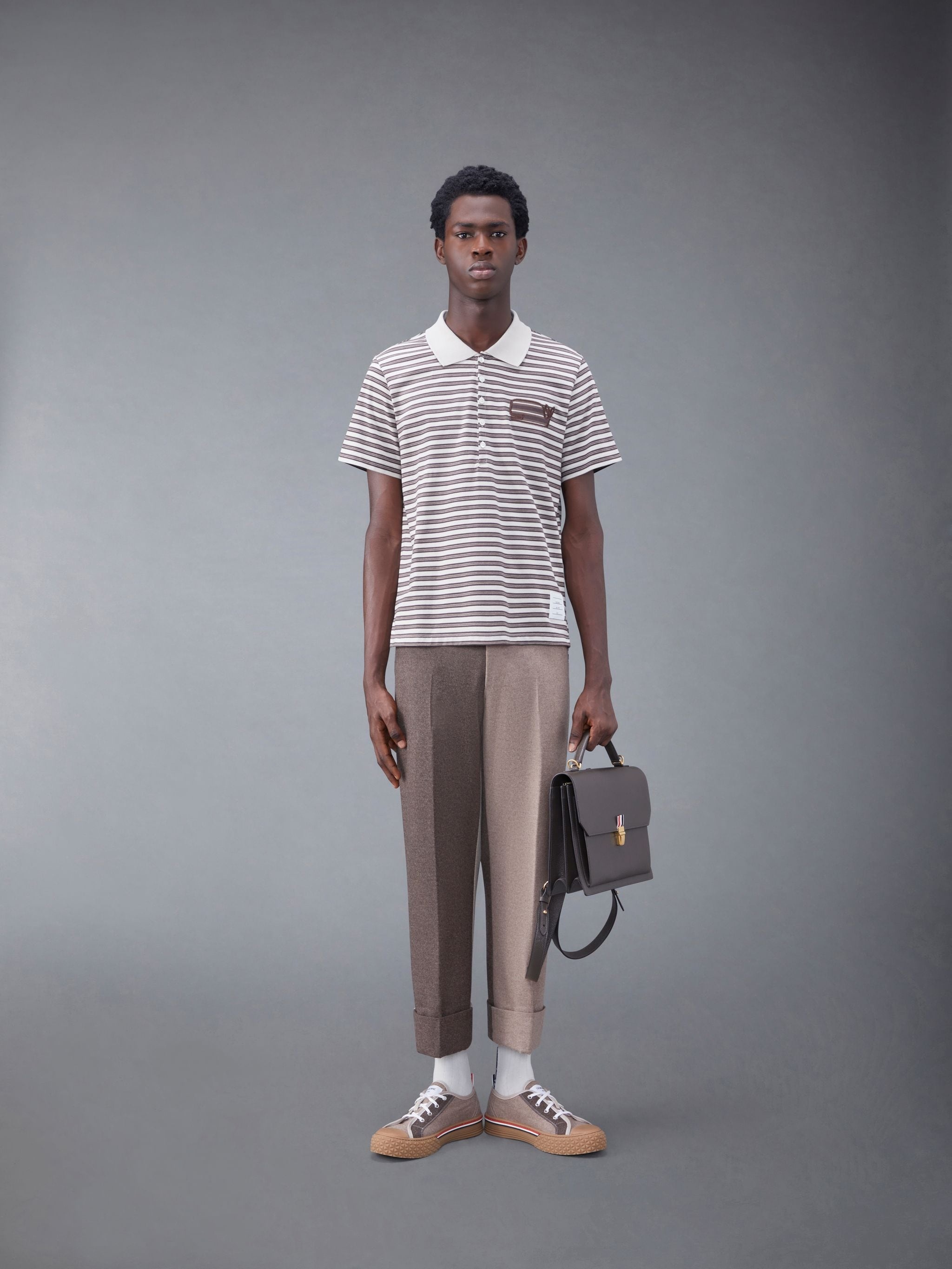 Stripe Jersey Whale Icon Short Sleeve Polo - 3