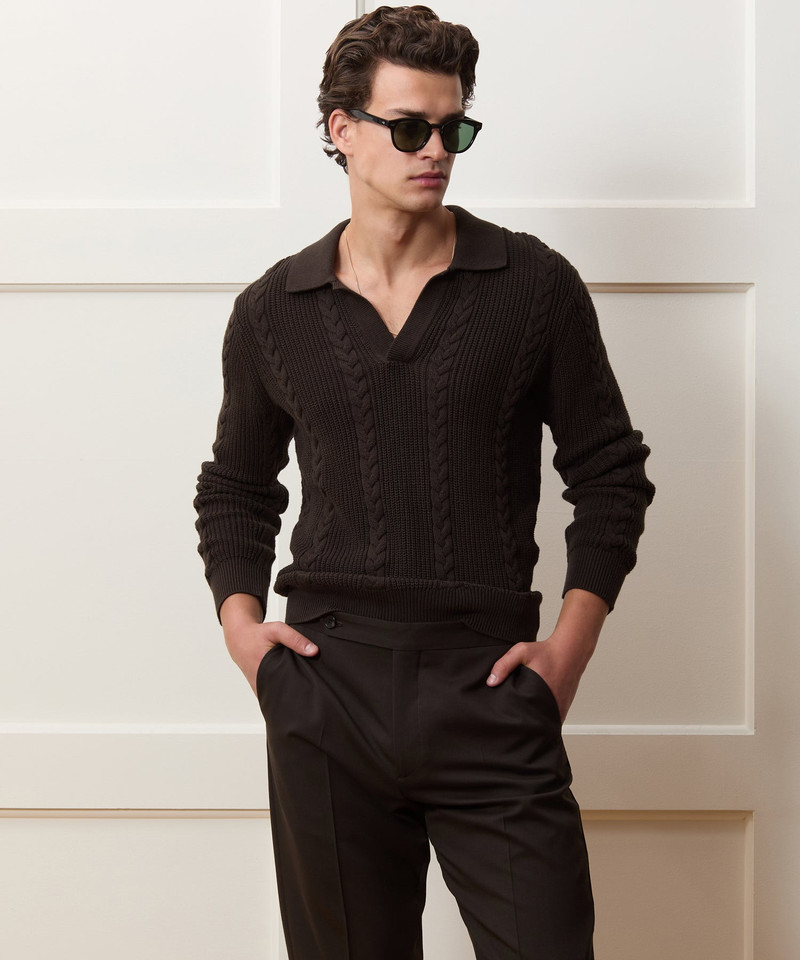 TODD SNYDER Beechwood Cable Knit Sweater Polo outlook