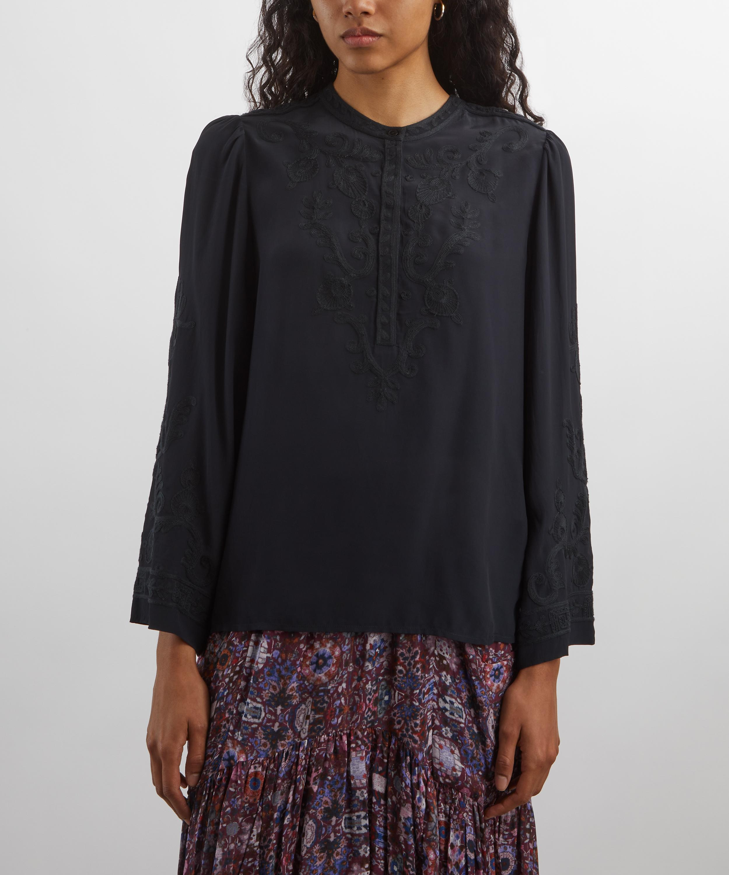 Falonne Embroidered Crepe Blouse - 3