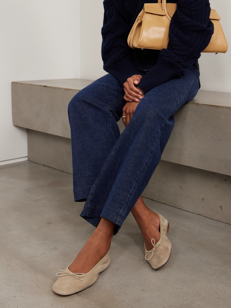 Aeyde Tiby Bow-detailed Suede Ballet Flats outlook