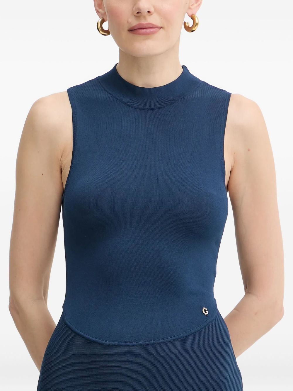 mock-neck flared midi dress - 5
