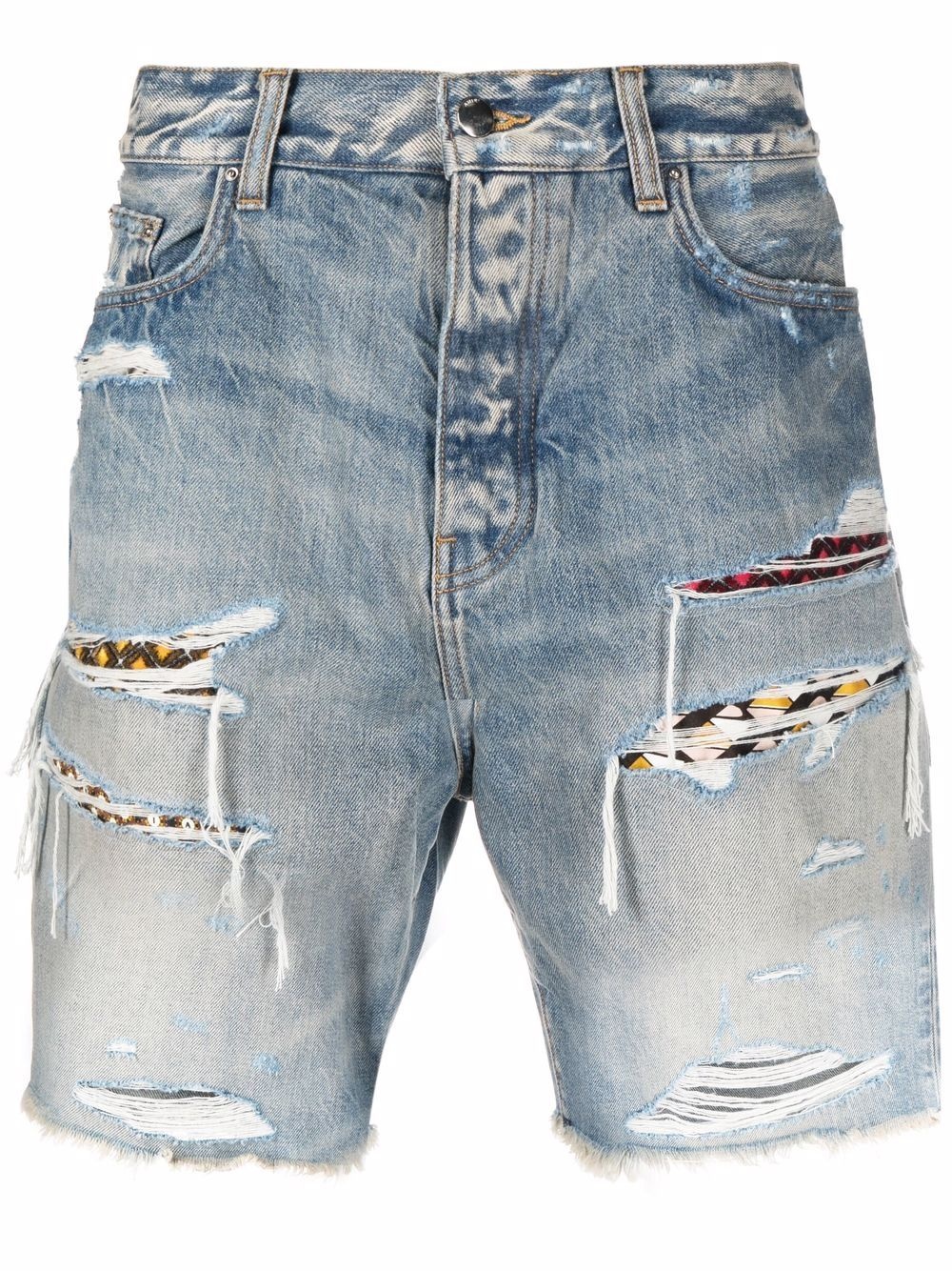 ripped-detail denim shorts - 1