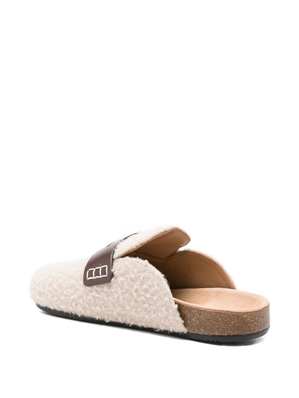 leather-detail shearling mules - 3