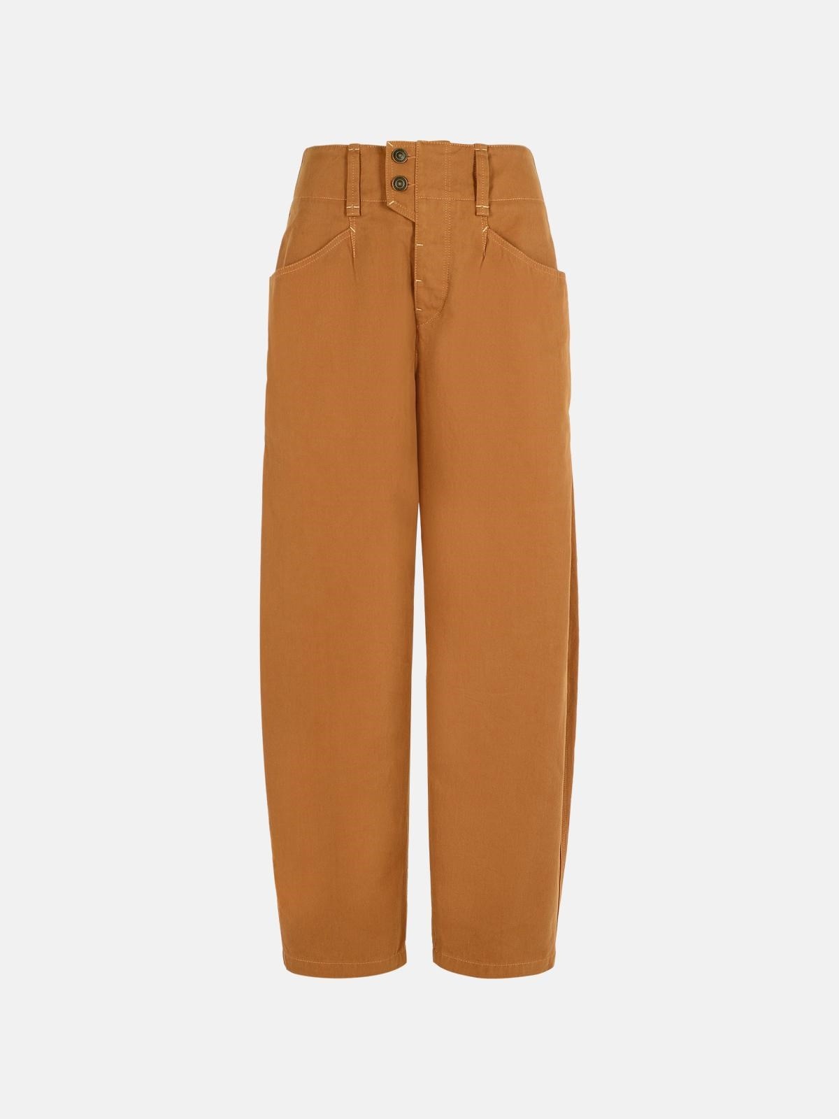 'OUMAYA' COTTON COGNAC PANTS - 1