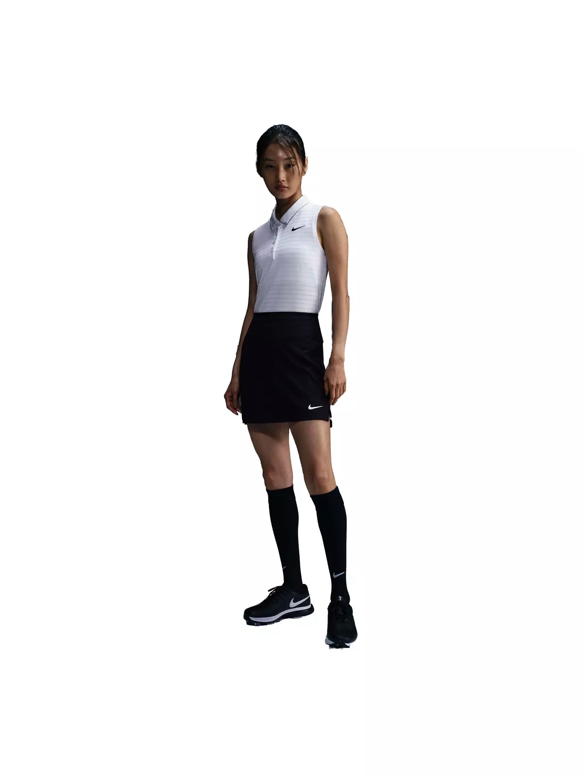 Women's Dri-FIT Victory Sleeveless Striped Golf Polo -White - 4