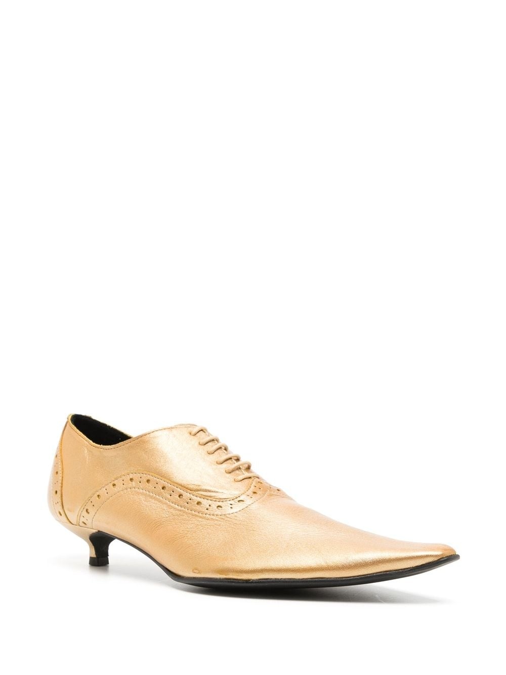 kitten heel pointed-toe brogues - 2