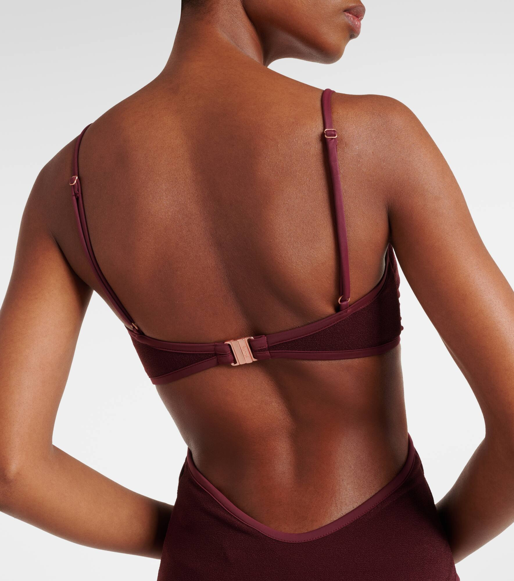 Cutout gathered terry swimsuit - 6