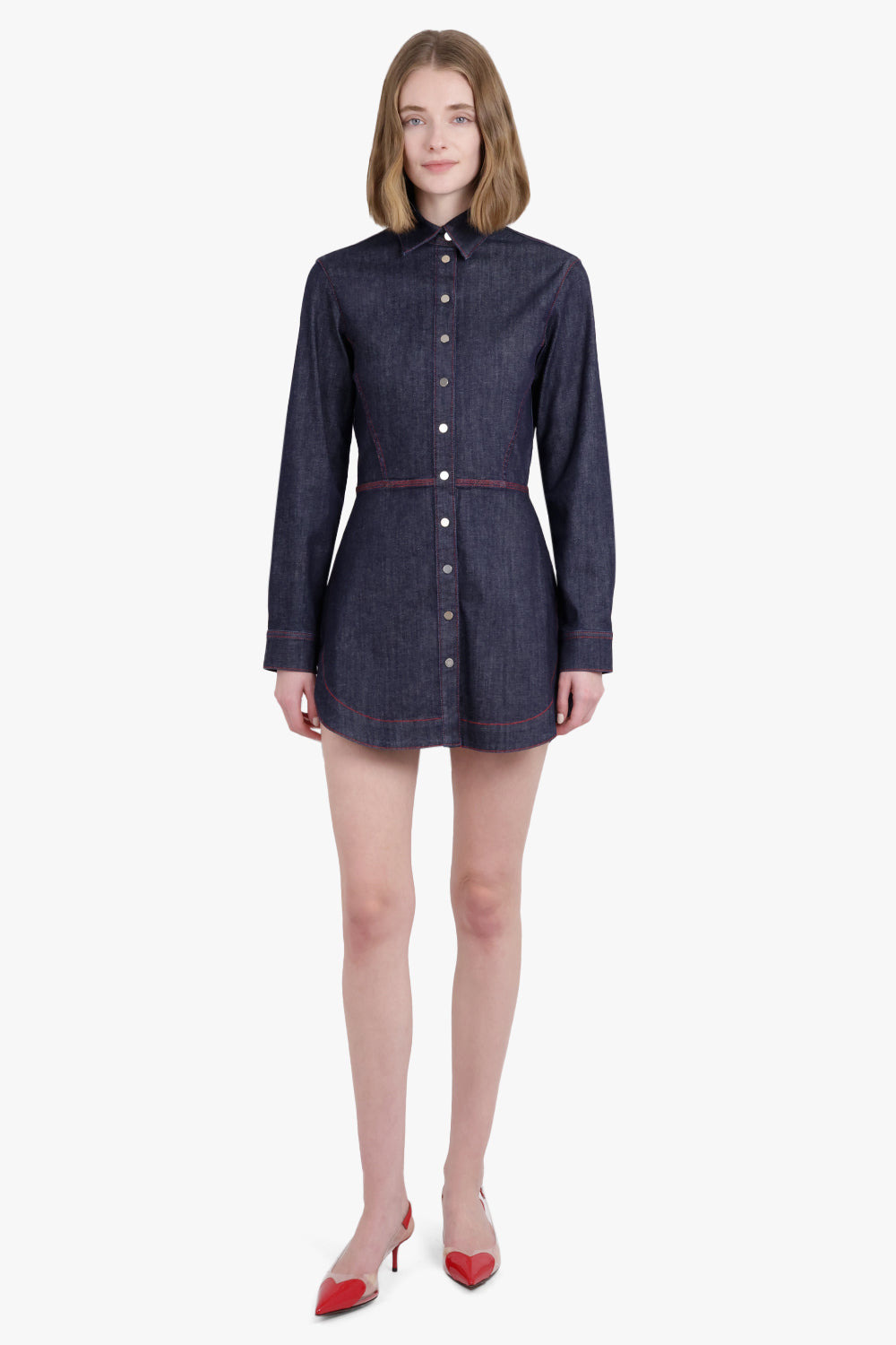 DENIM MINI SHIRT DRESS | DARK BLUE - 3