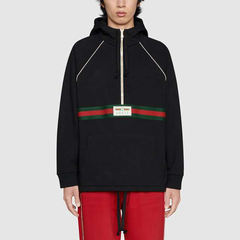GUCCI Gucci Cotton Jersey Sweatshirt With Web 'Black' 645320-XJDAK-1060 outlook