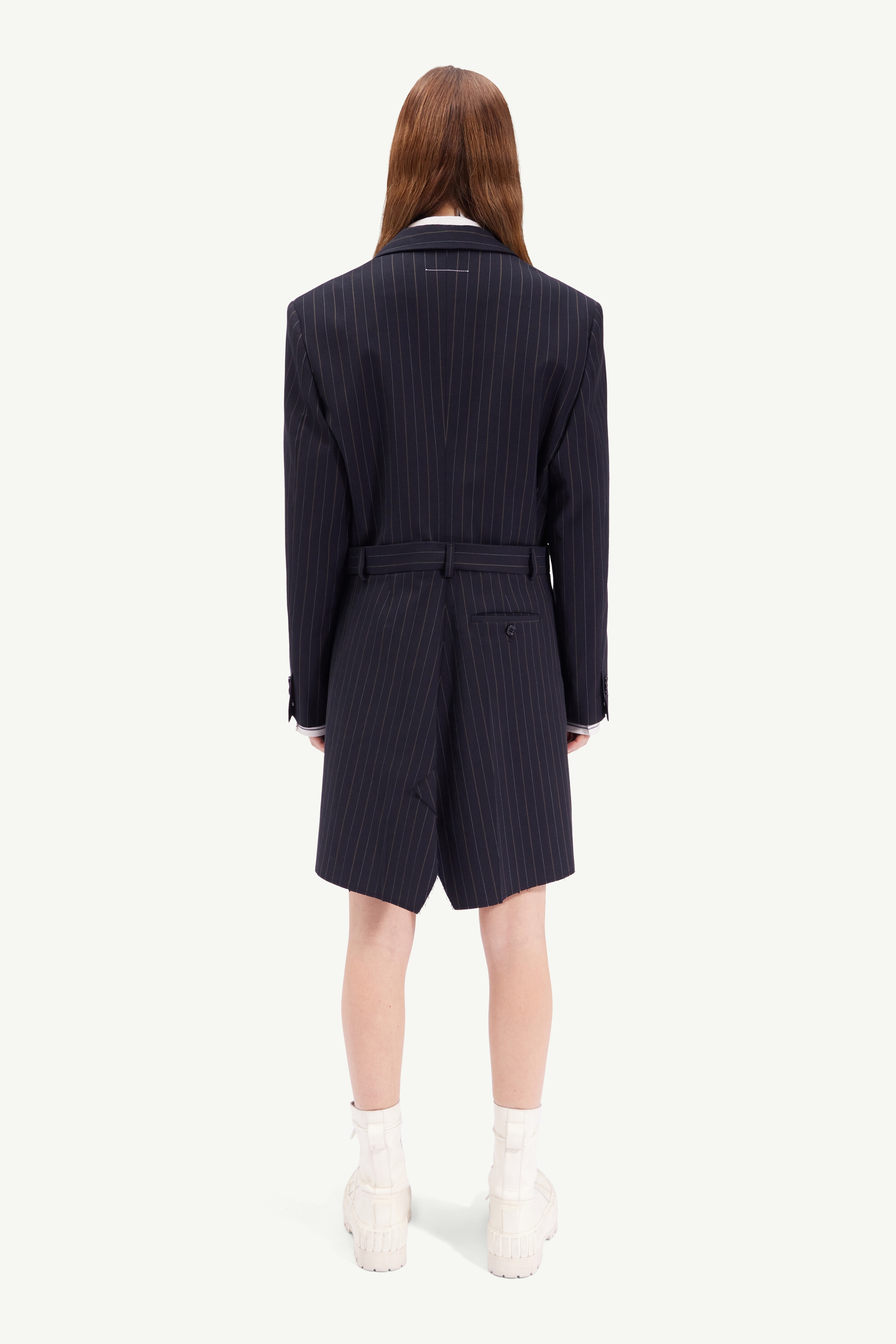 Pinstripe long-line blazer - 4