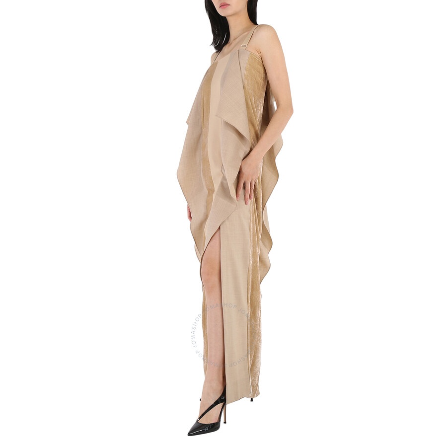 Burberry Panelled Wool Silk And Velvet Gown With Feather Detail - 5