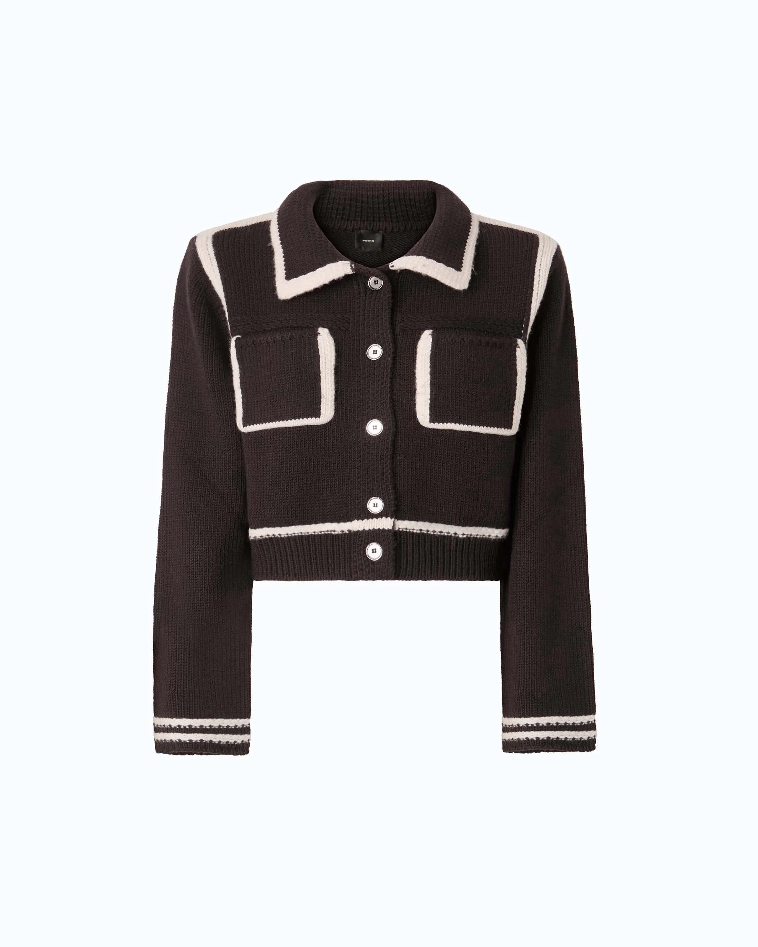 MERINO WOOL JACKET WITH CONTRASTING EDGES - 1