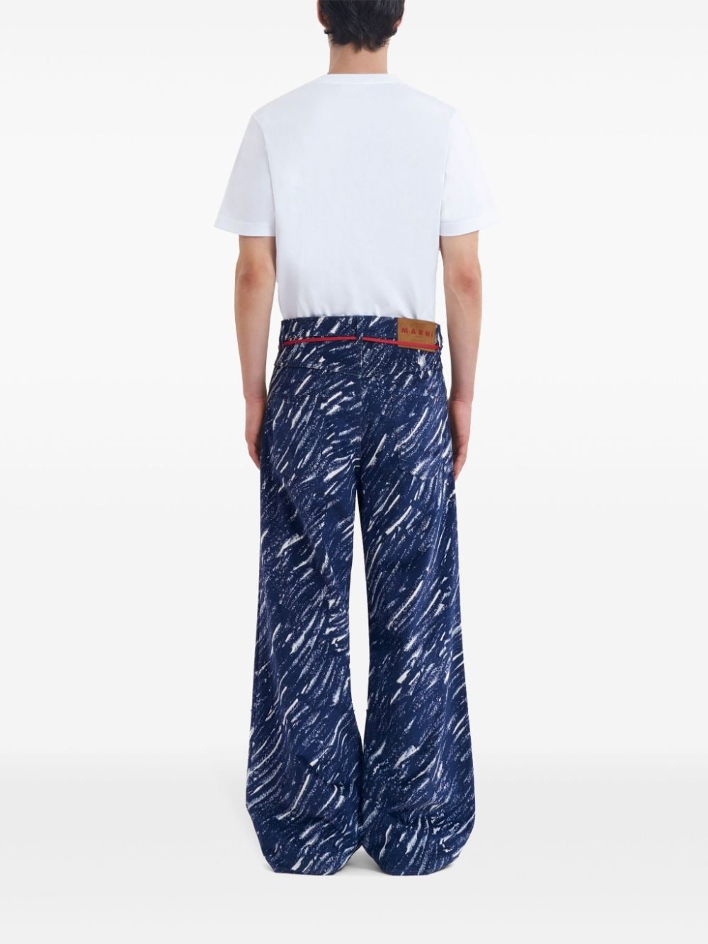 abstract-pattern print wide-leg jeans - 4
