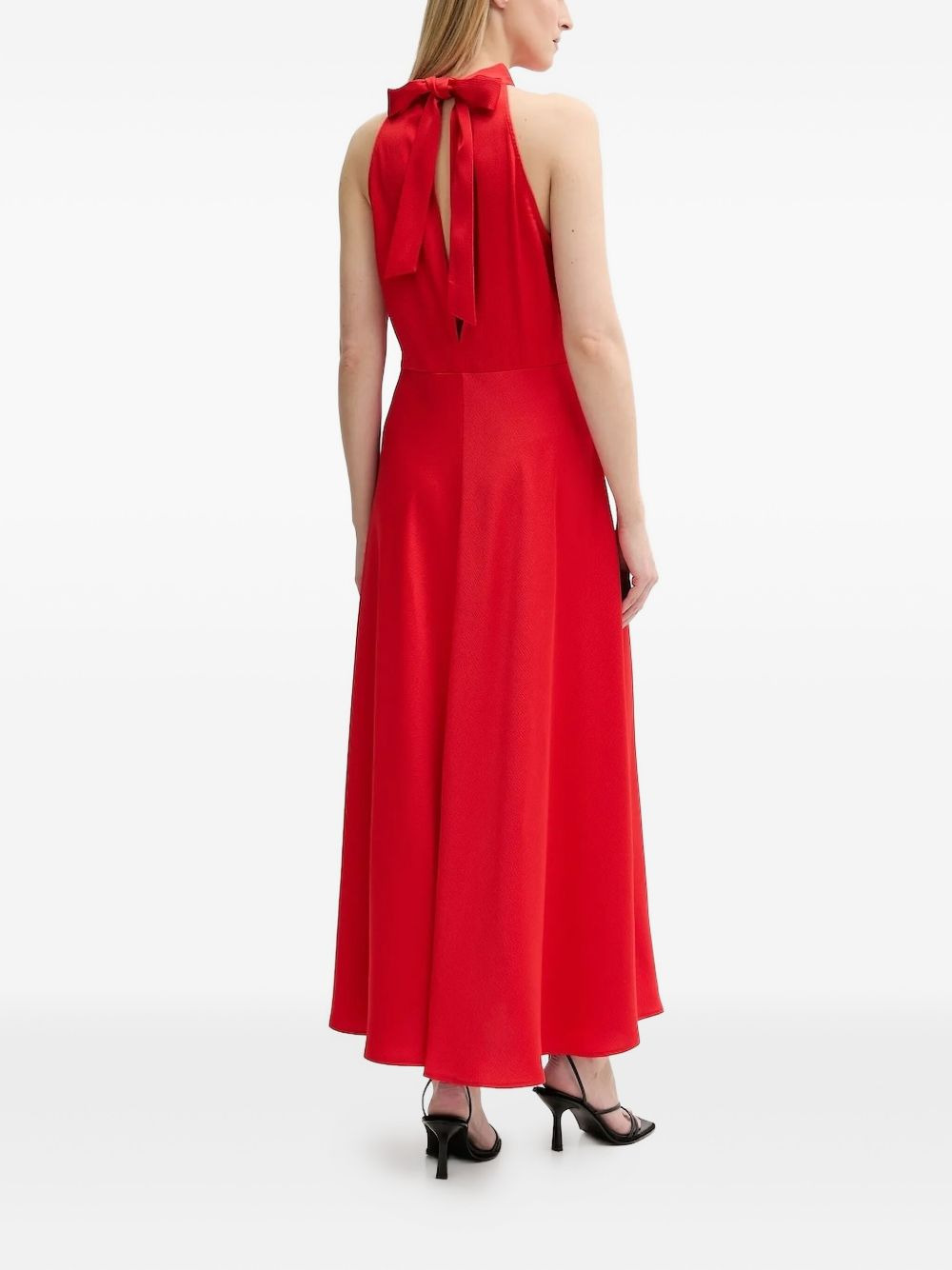 halterneck bow midi party dress - 2