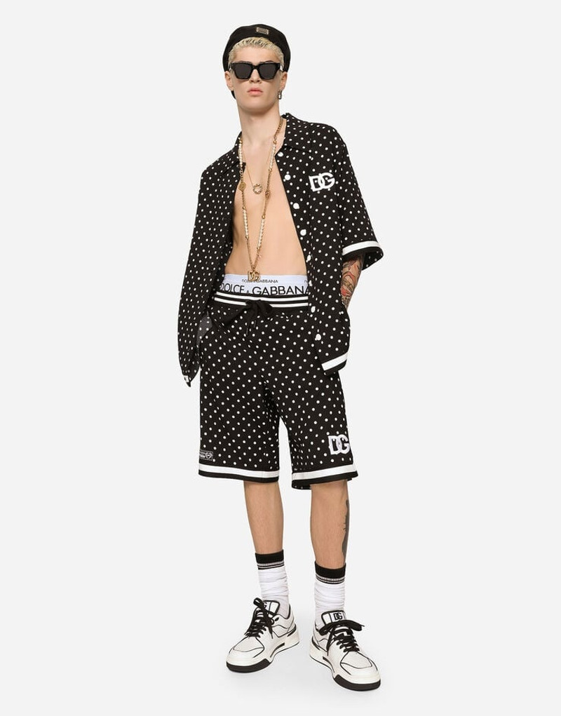 Dolce & Gabbana Polka-dot jogging shorts with DG patch outlook