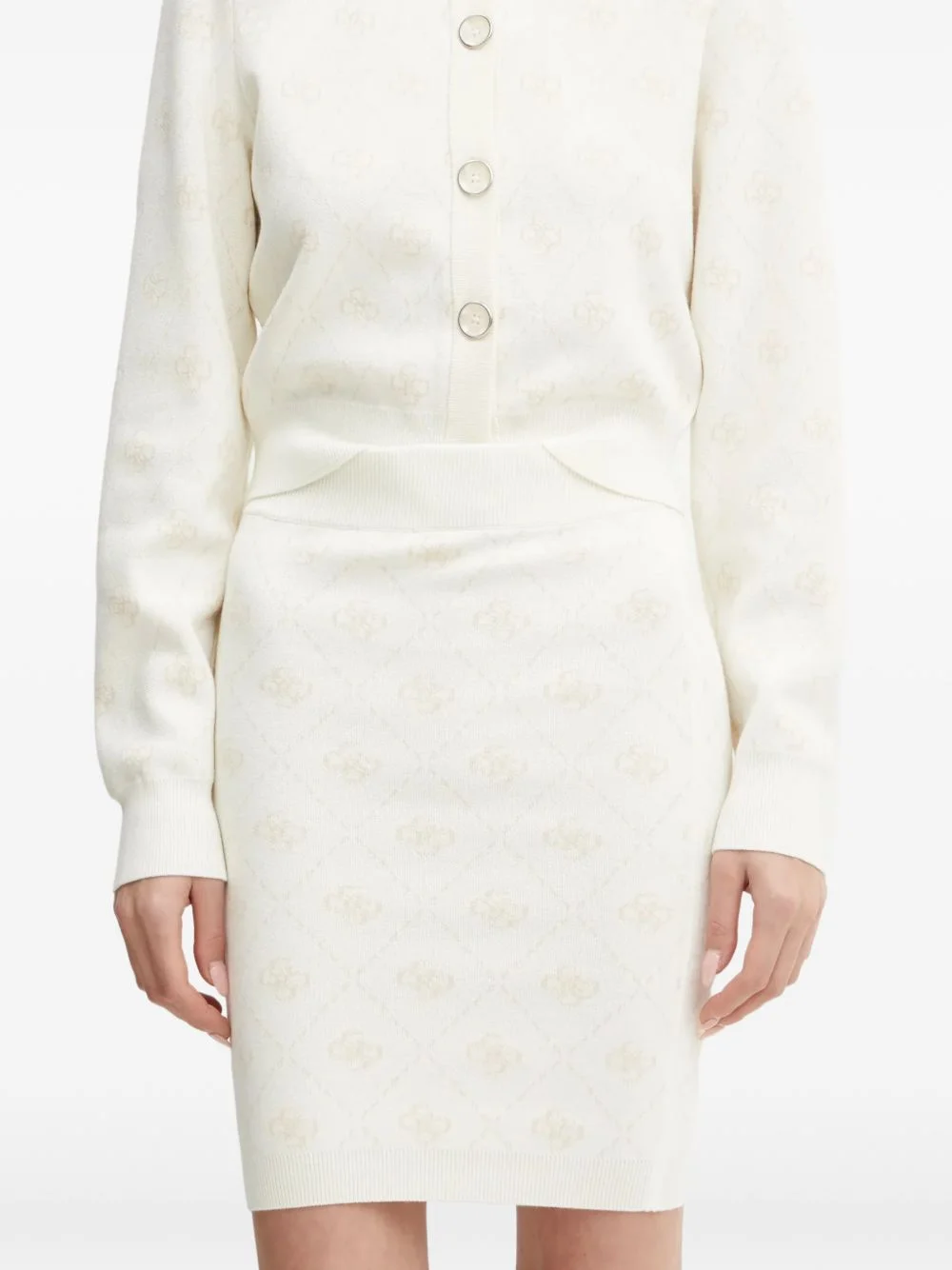 monogram-pattern knit skirt - 1