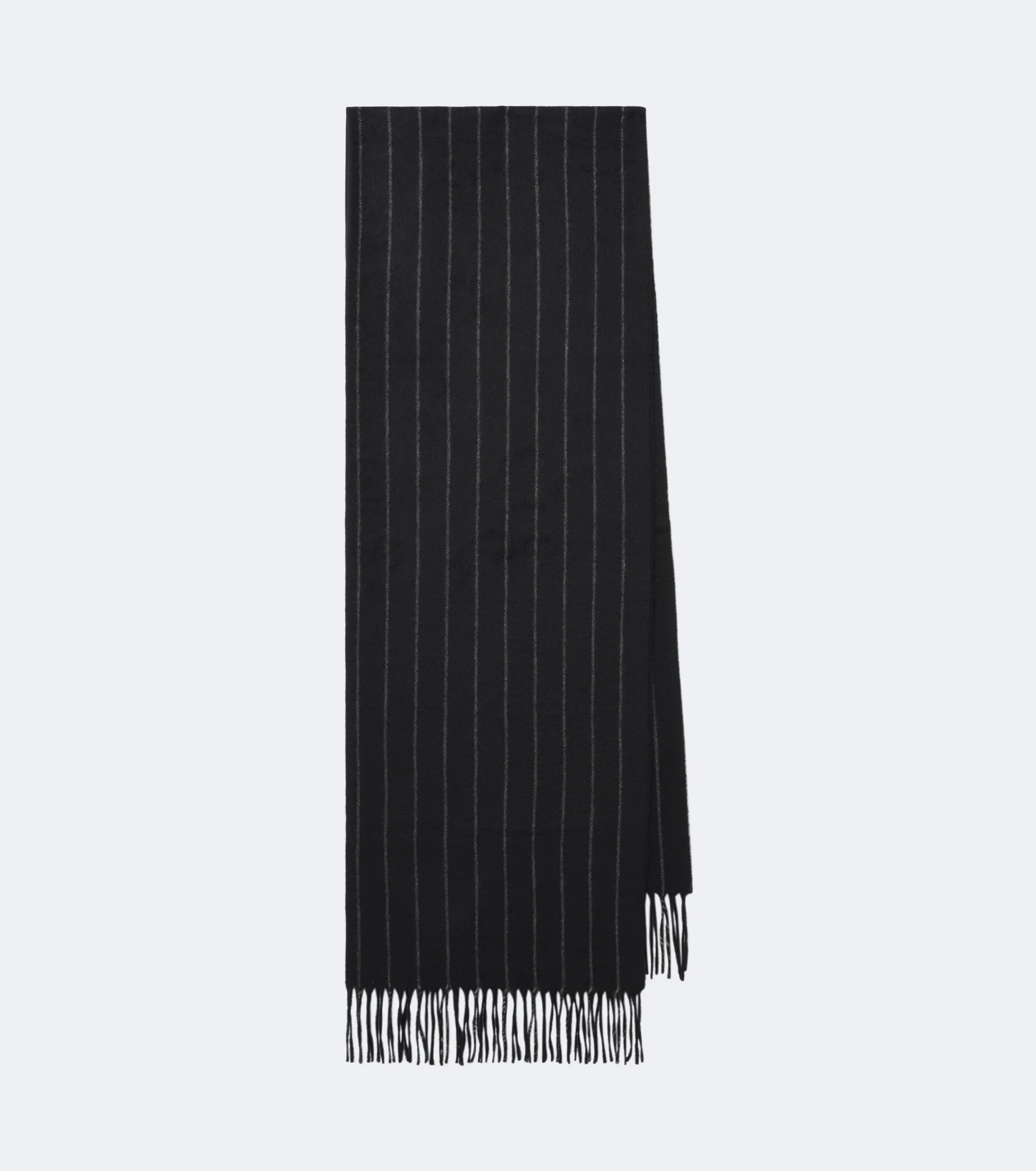 Chalk stripe fringed cashmere scarf - 1
