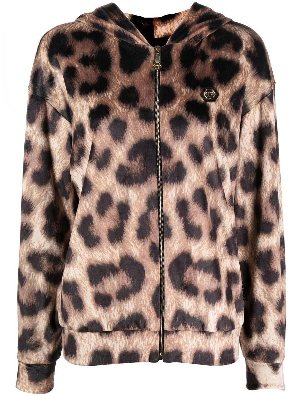 leopard-print zip-up hoodie - 1
