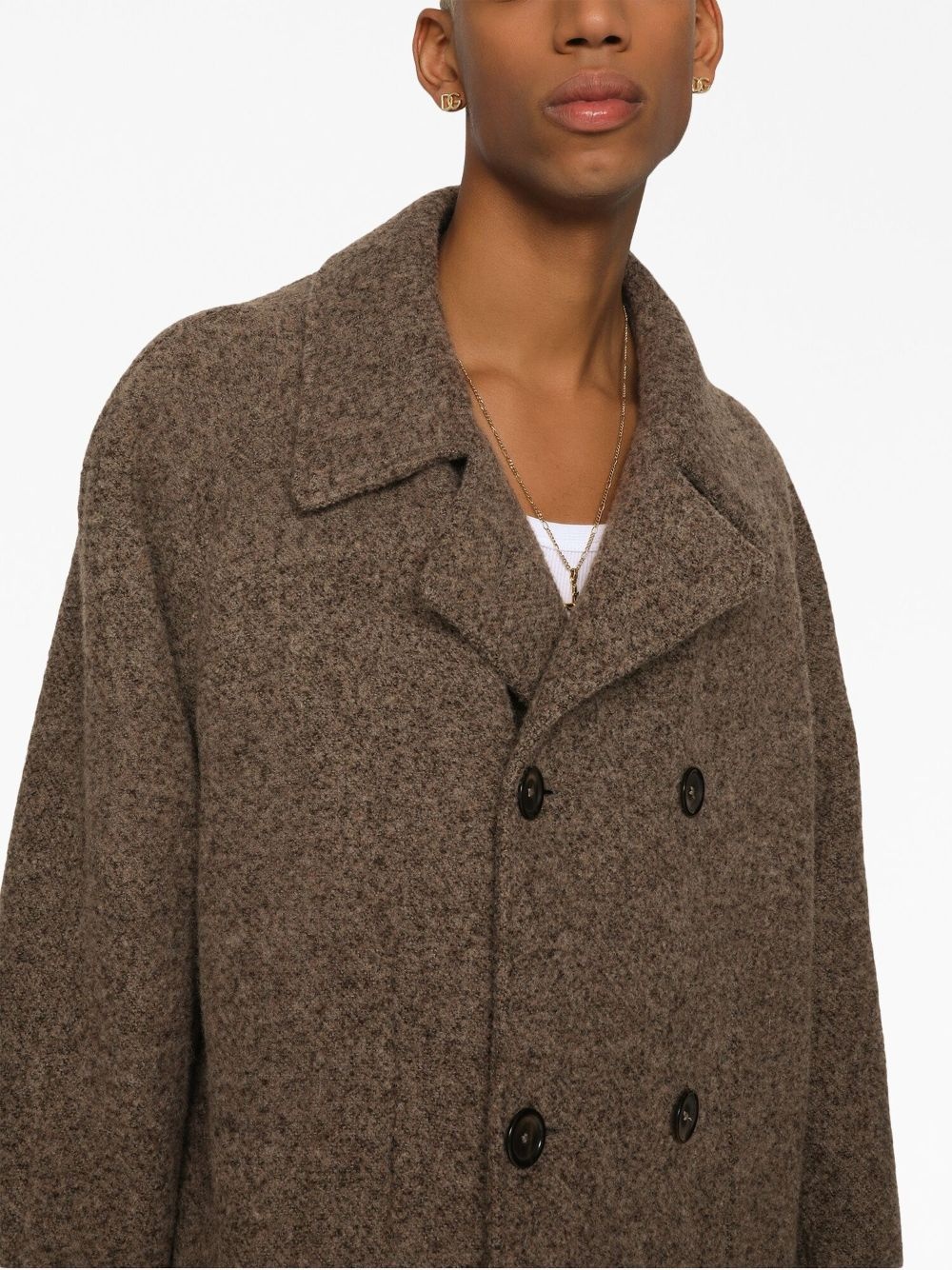 mélange-effect double-breasted coat - 5