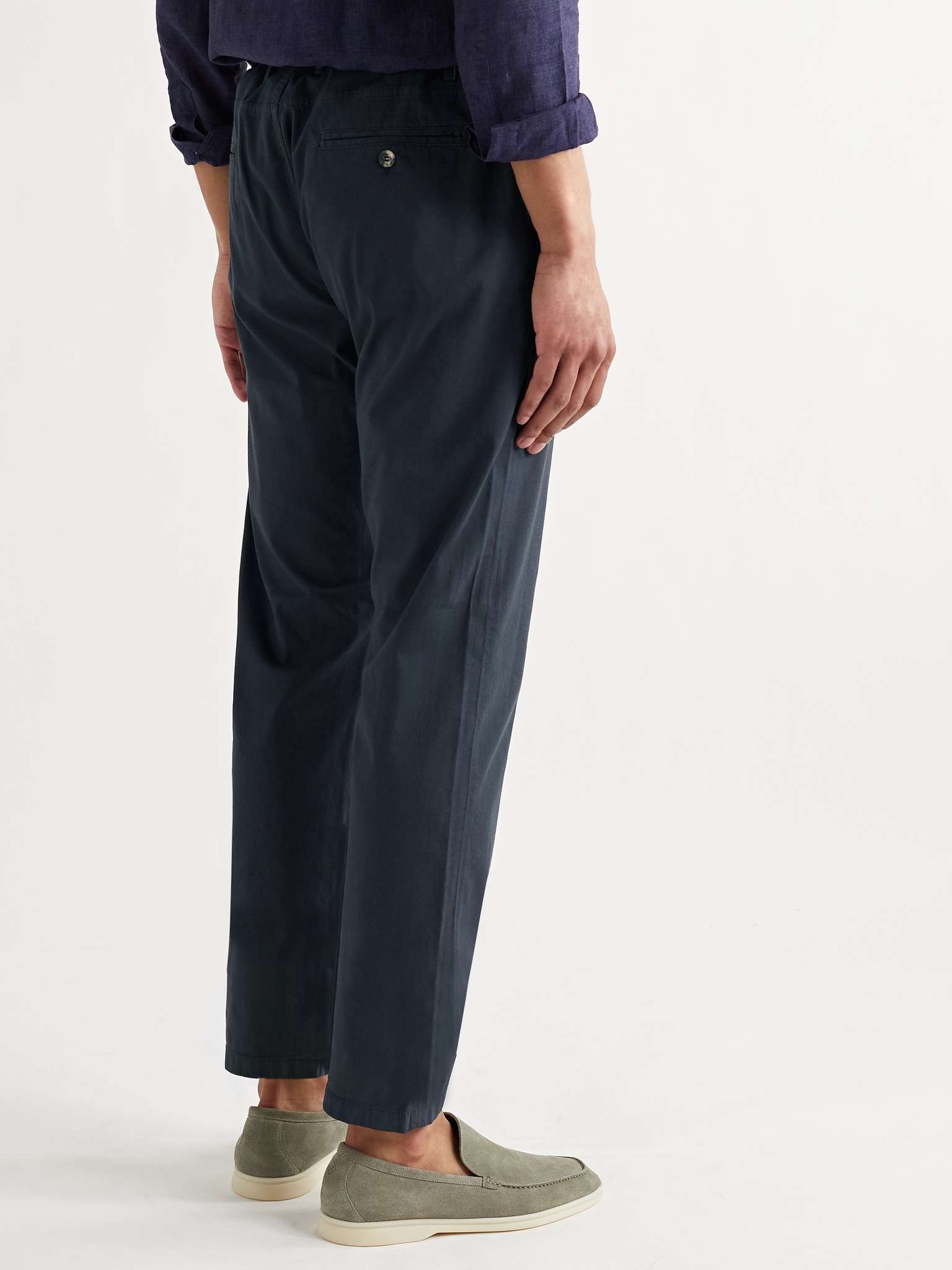 Slim-Fit Cotton-Blend Drawstring Trousers - 4