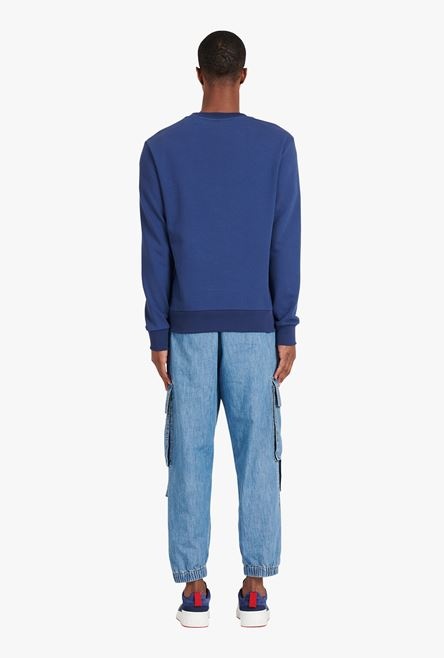 HIGH SUMMER CAPSULE - Blue cotton sweatshirt with Balmain Paris tie-dye logo print - 3