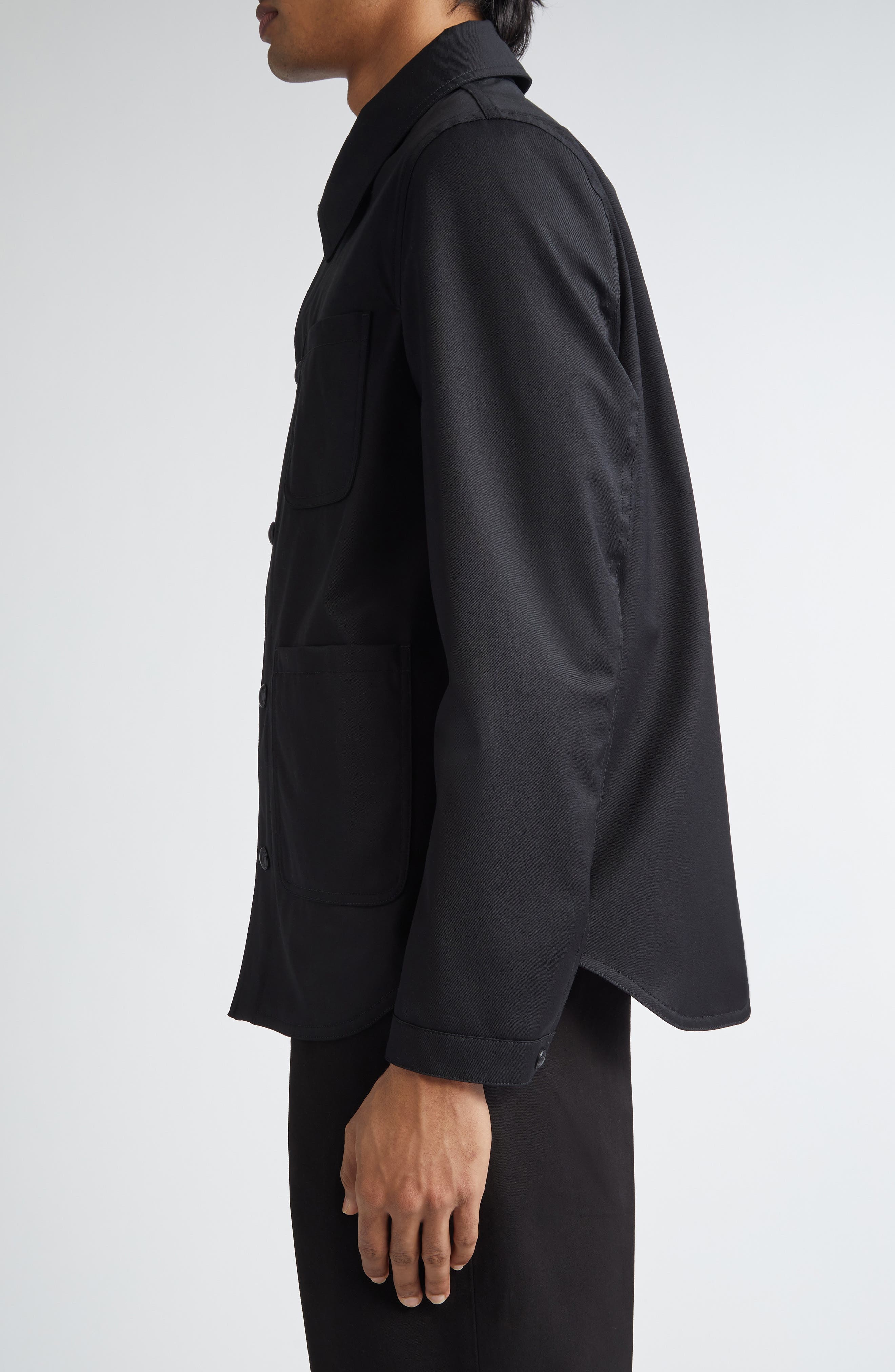 Thom Browne Virgin Wool Utility Jacket in Black at Nordstrom - 4