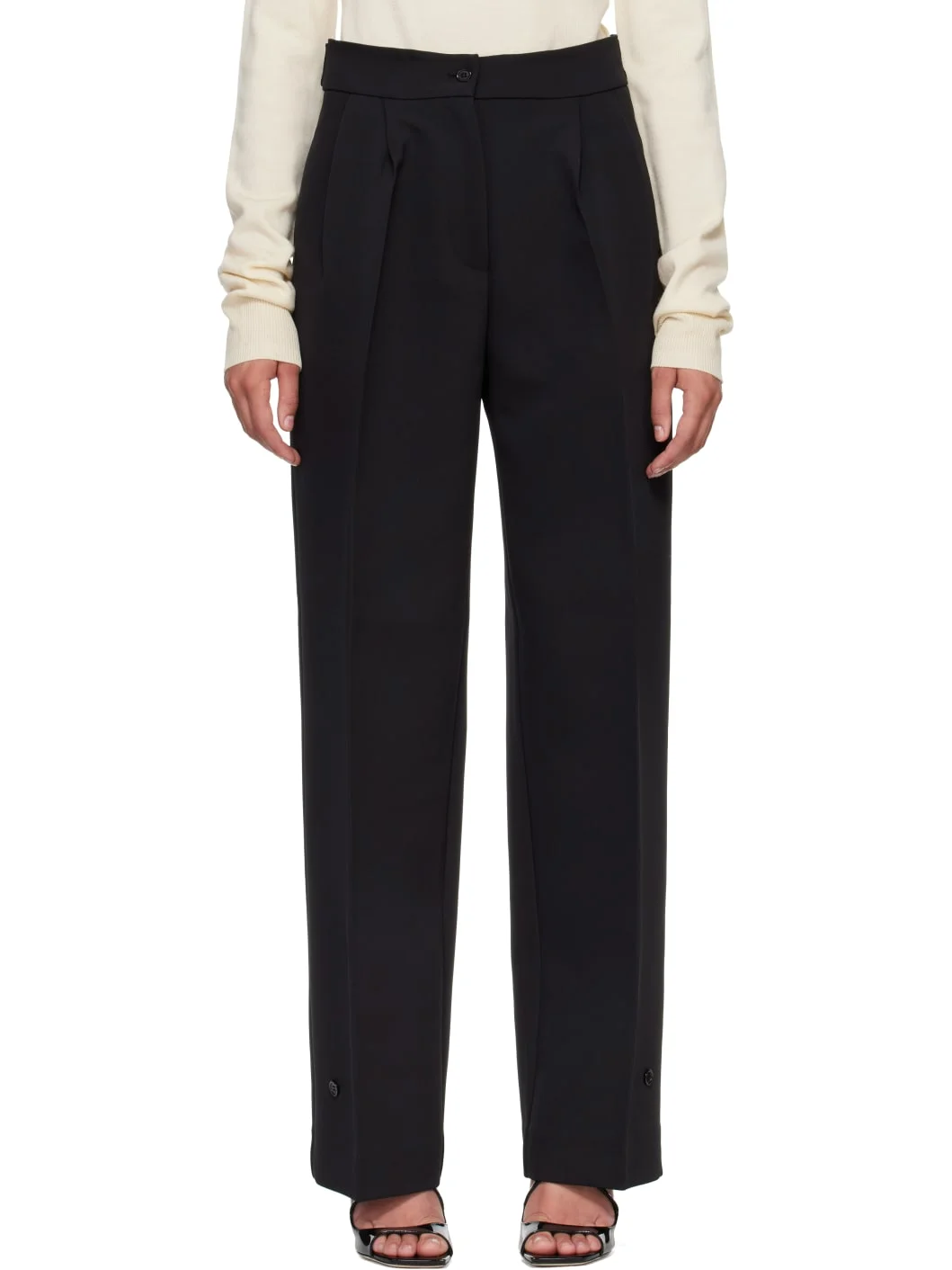Black Doyer Pleated Trousers - 1