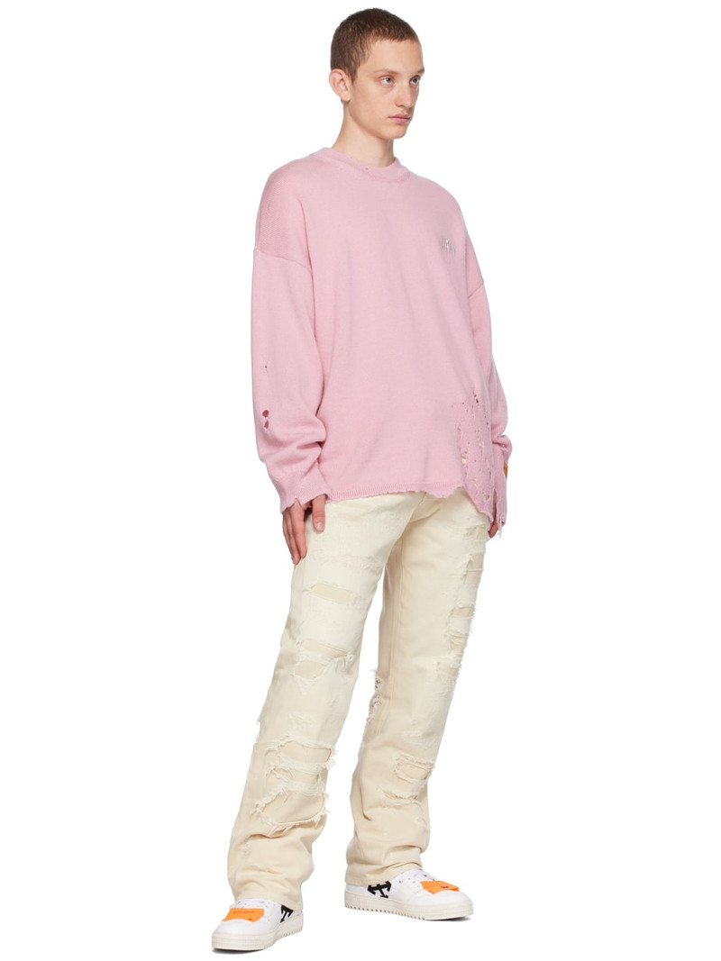 Heron Preston Pink Shredded Crewneck outlook