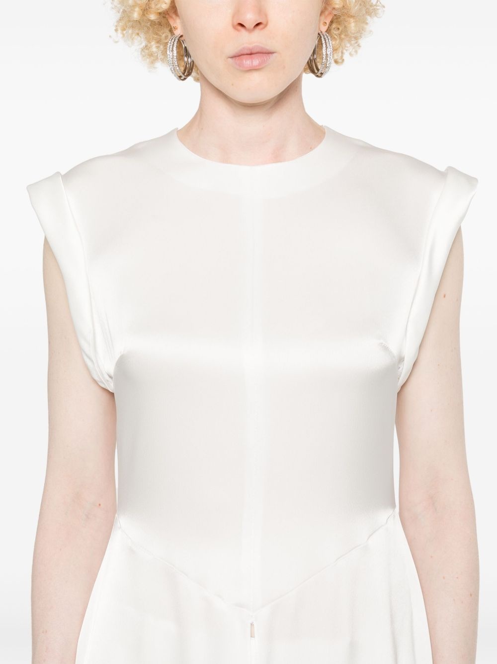 roll-cuffs satin blouse - 5