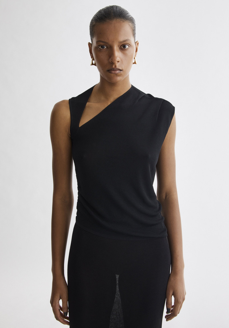 SAMANTHA Asymmetric neckline sleeveless top 1