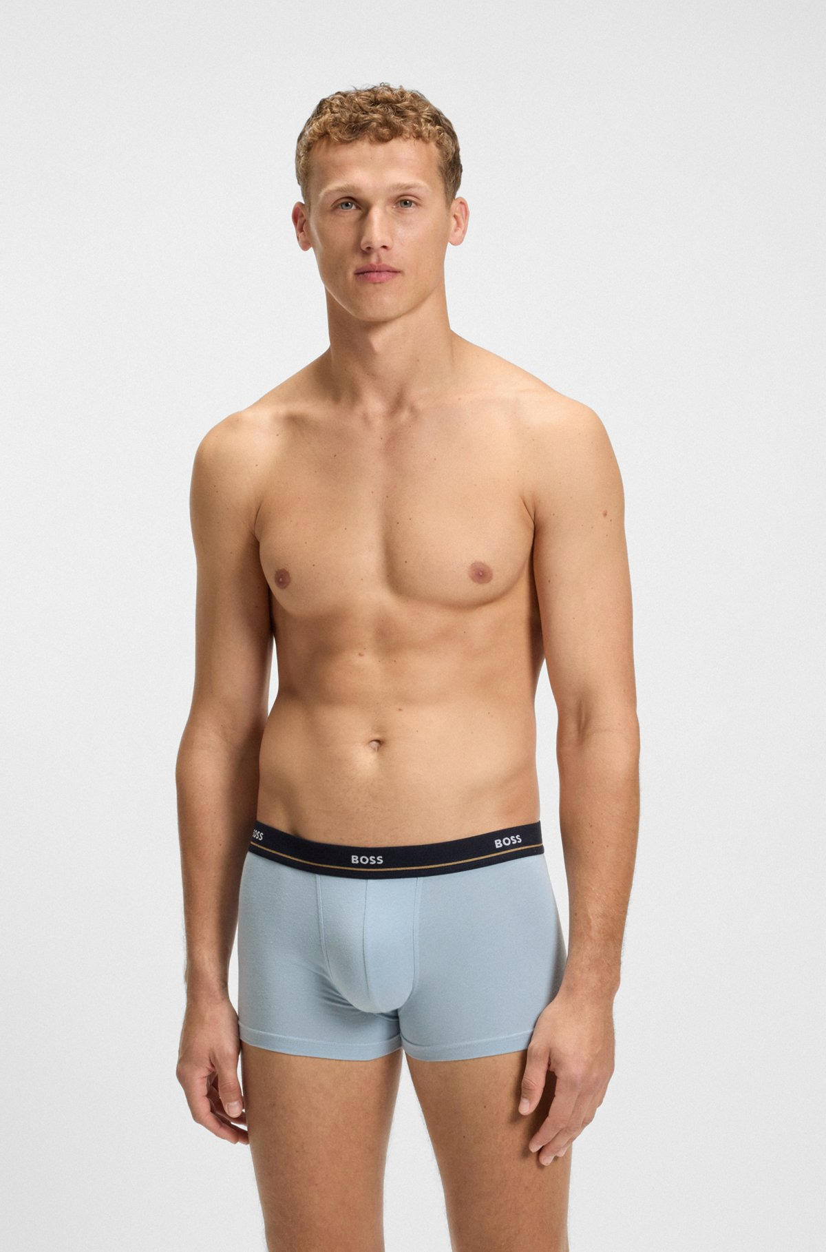 THREE-PACK OF STRETCH-COTTON TRUNKS WITH LOGO WAISTBANDS - 6