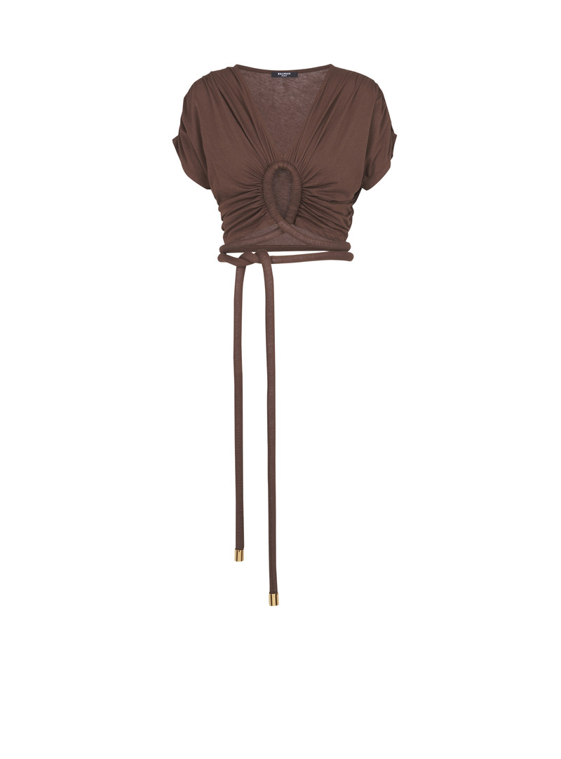 Draped jersey crop top - 1