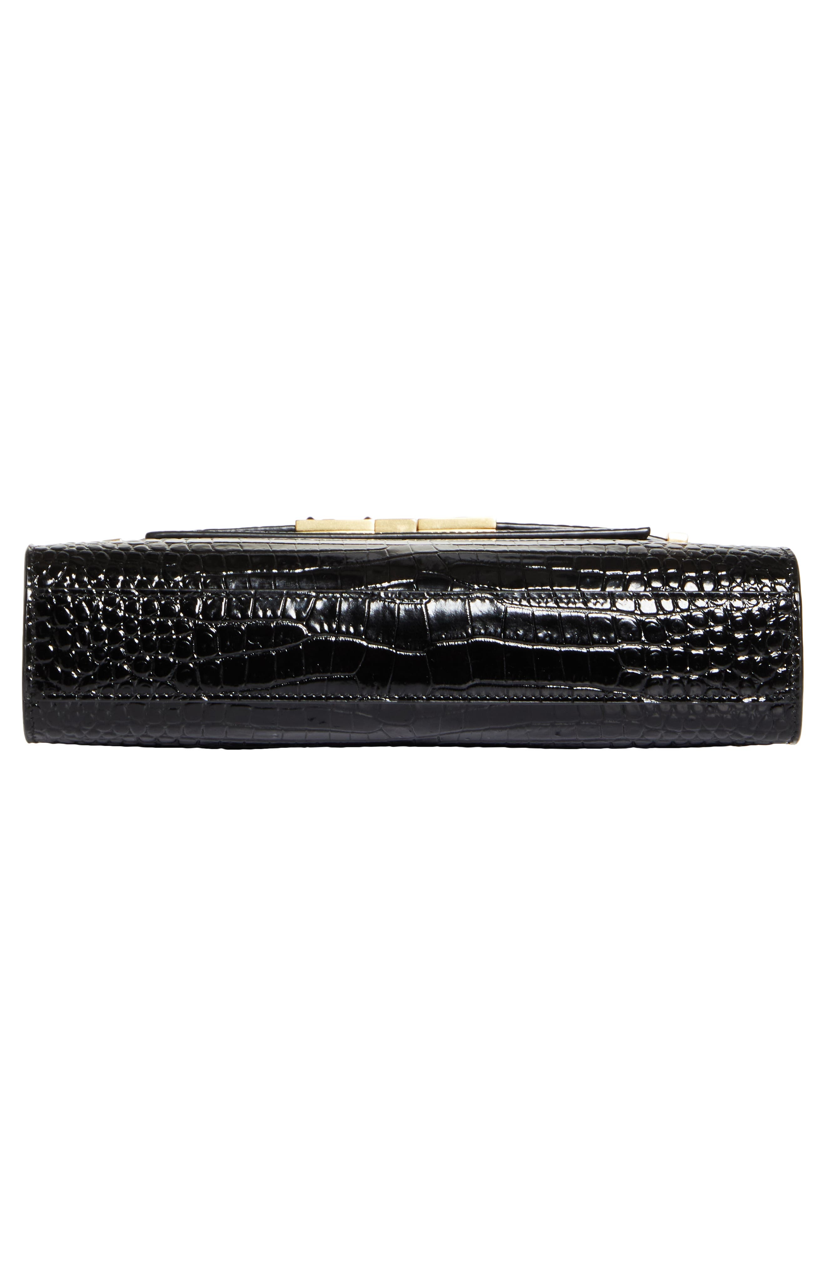 Saint Laurent Small Manhattan Croc Embossed Shoulder Bag in Noir at Nordstrom - 7
