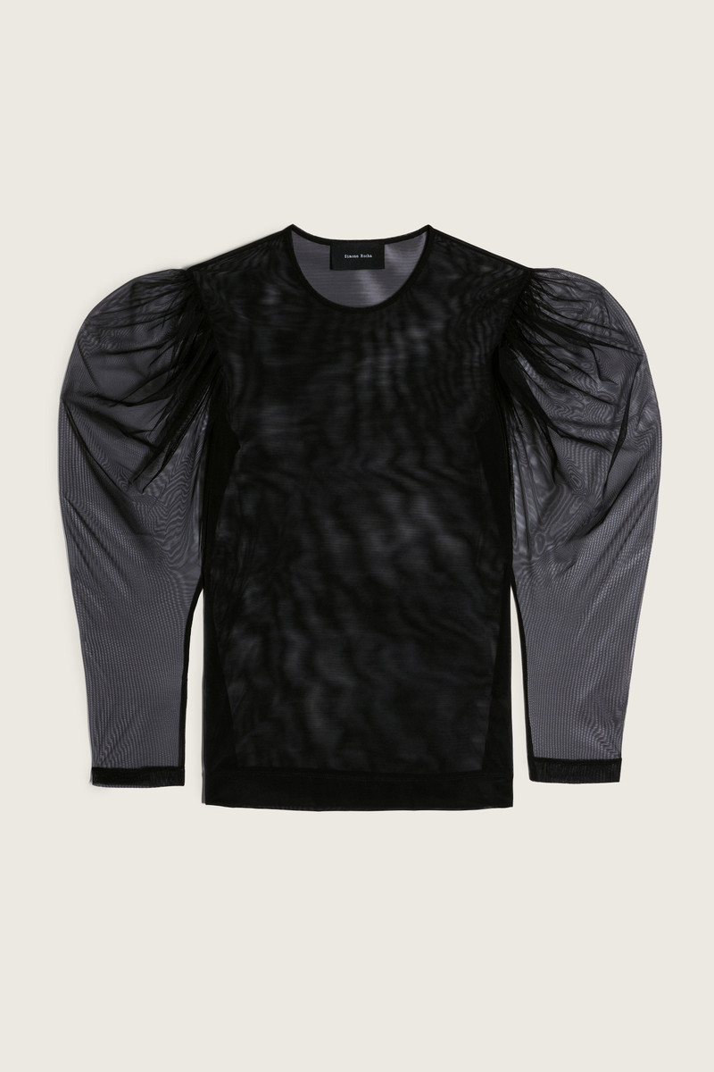 Sheer Draped Sleeve Top 1