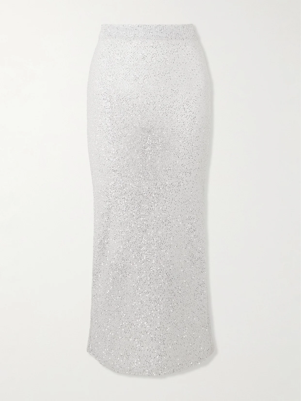 Sequin-embellished Metallic Knitted Maxi Skirt - 1