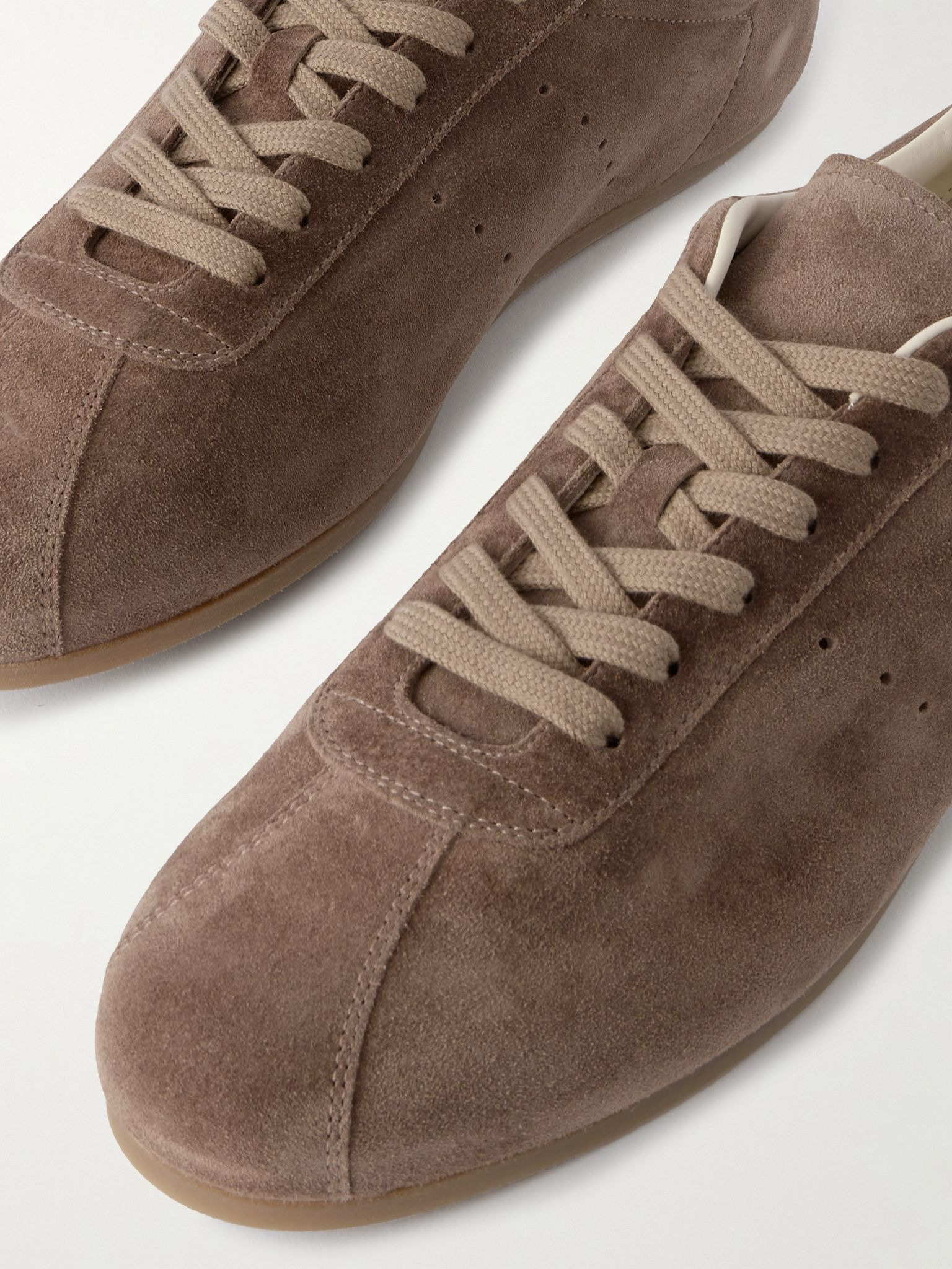 Driving Lo Profile Leather-Trimmed Suede Sneakers Light brown - 5
