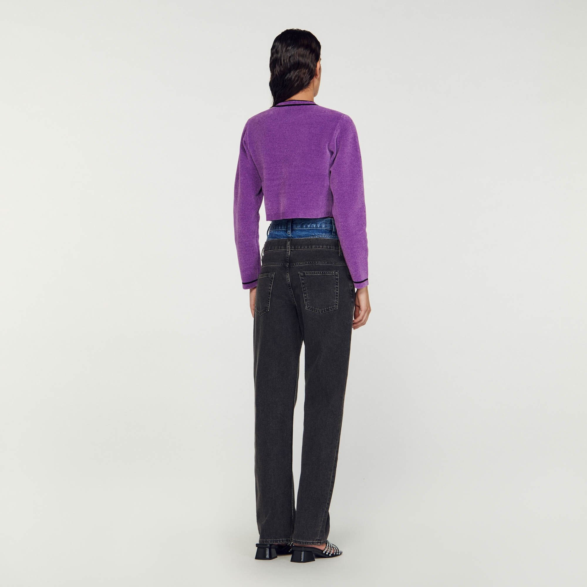 VELVET-EFFECT CROPPED COATIGAN - 6