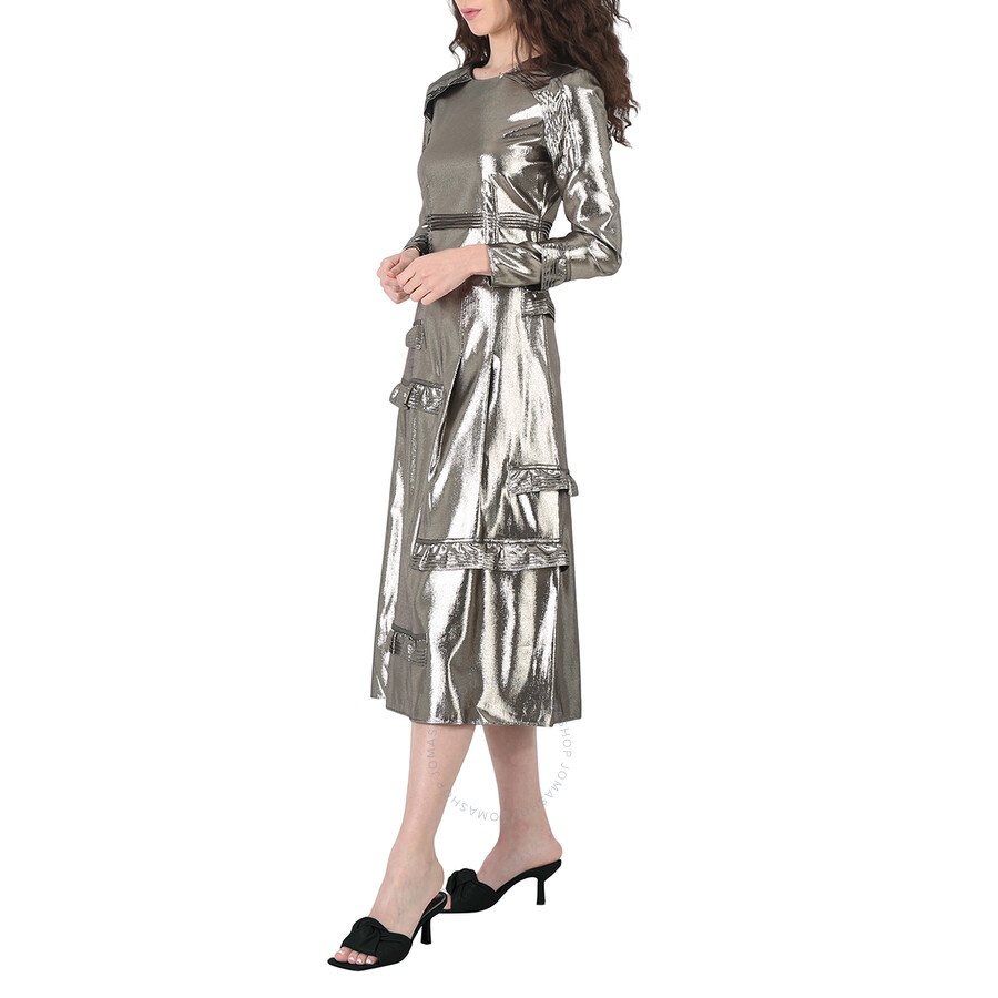 Burberry Silver Long Sleeve Dress With Stitch Detail - 5
