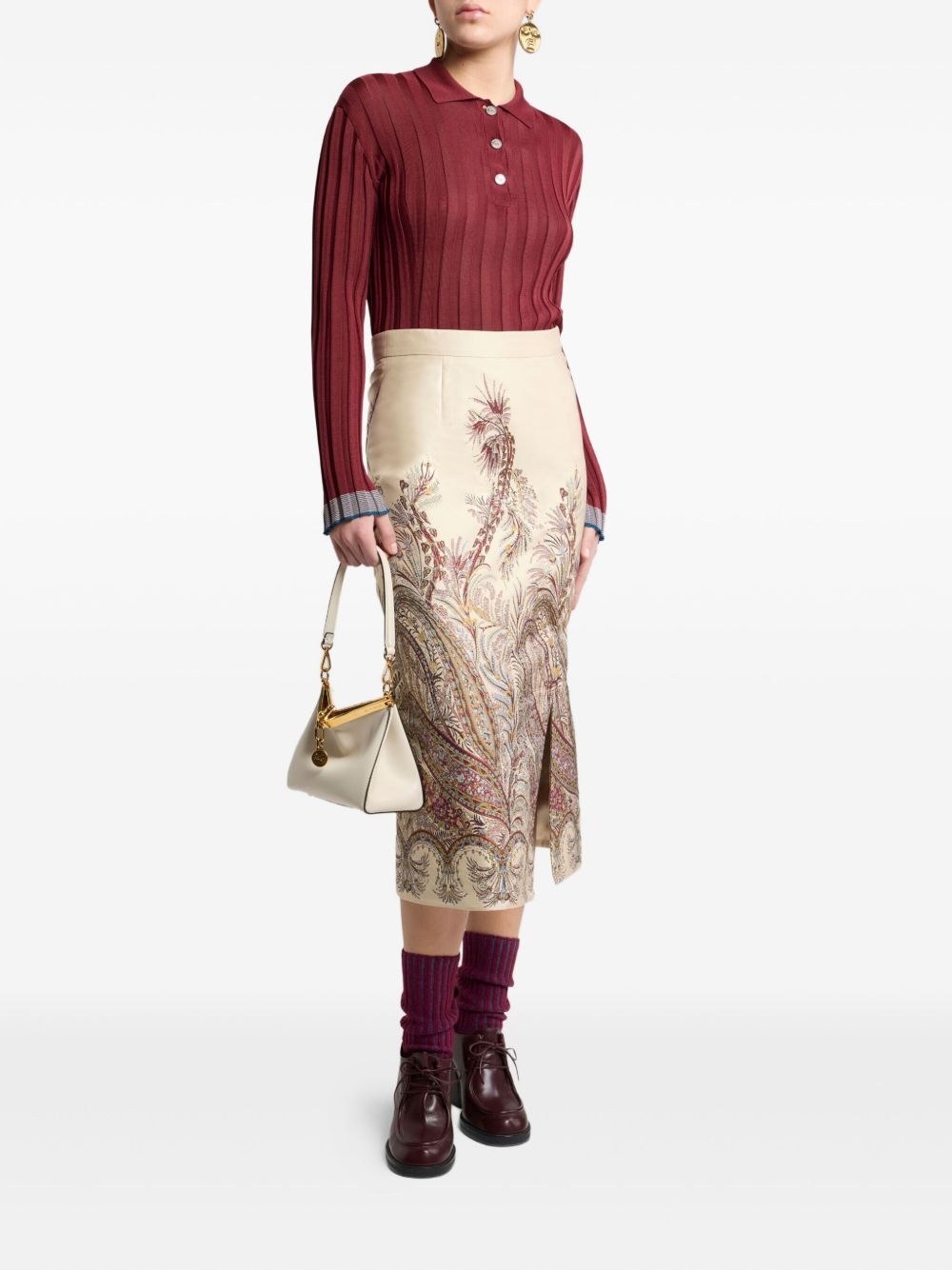 paisley jacquard midi skirt - 2