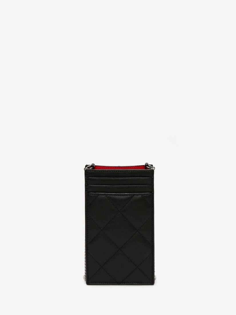 Women's McQueen Graffiti Phone Case With Chain in Black/white - 3