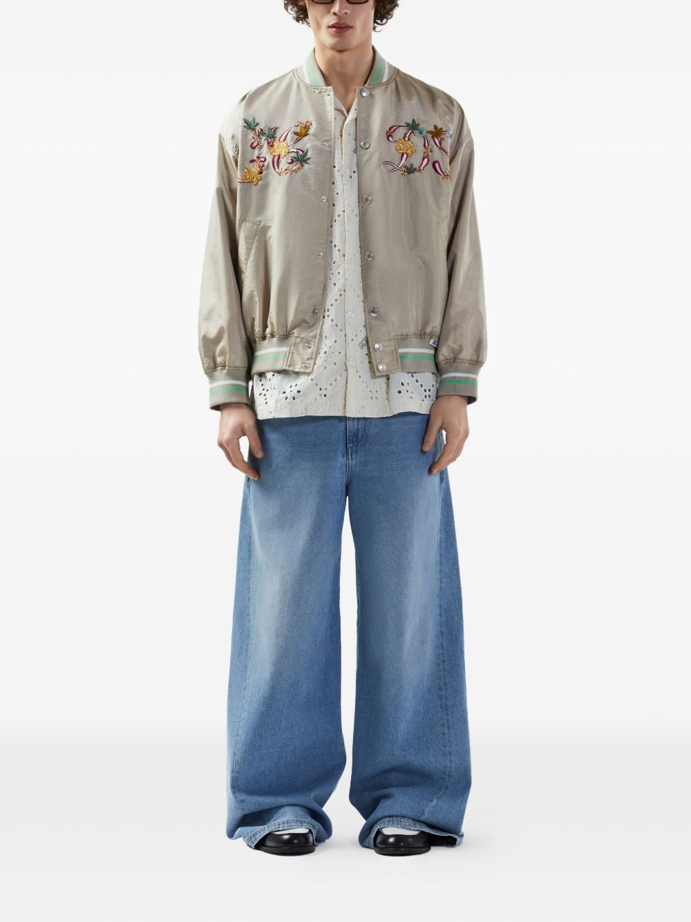 floral-embroidery bomber jacket - 2