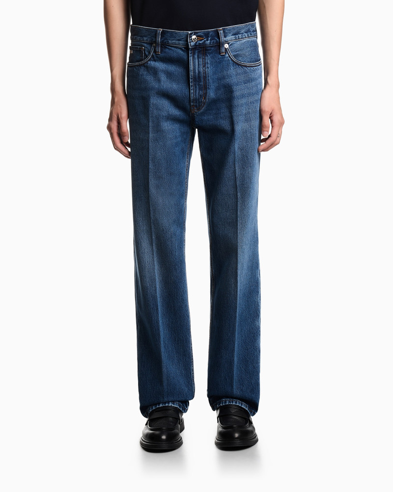 EMPORIO ARMANI J76 STRAIGHT-FIT, STONE-WASHED DENIM JEANS outlook