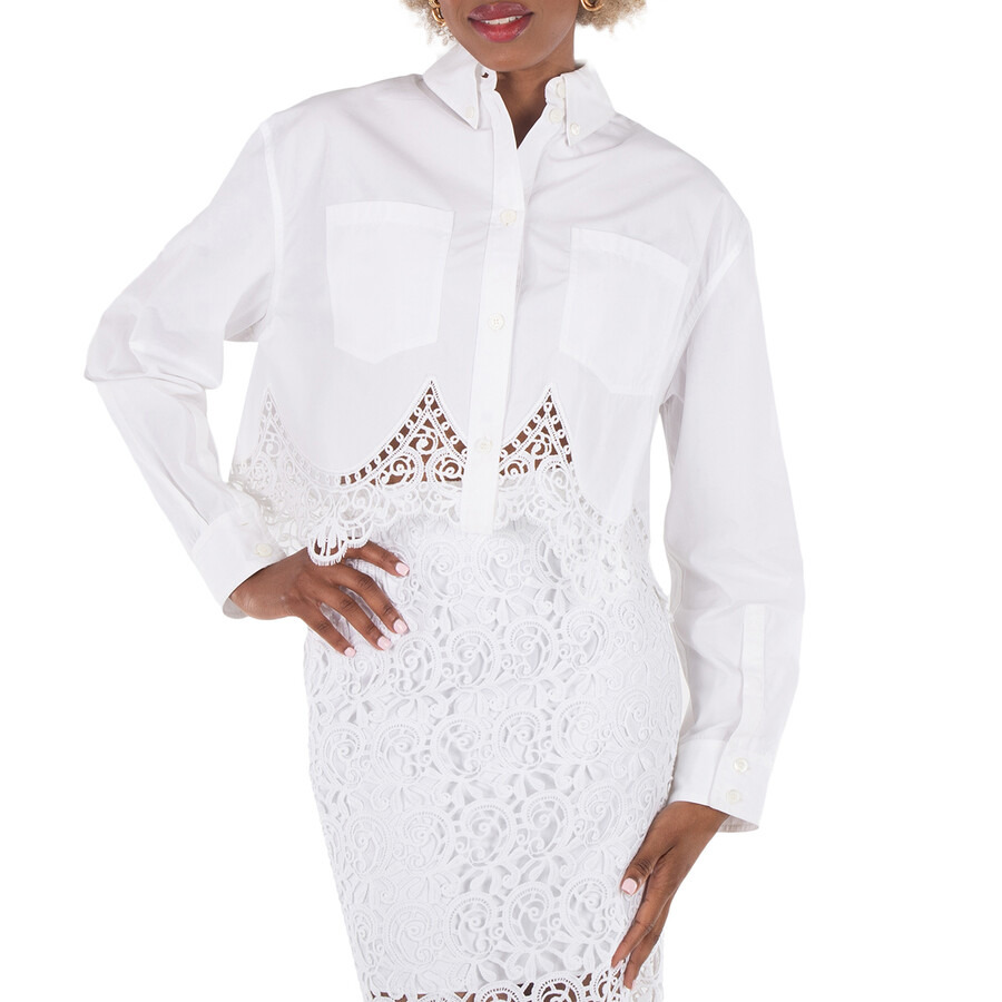 Burberry Cropped Macrame-Lace Shirt - 3