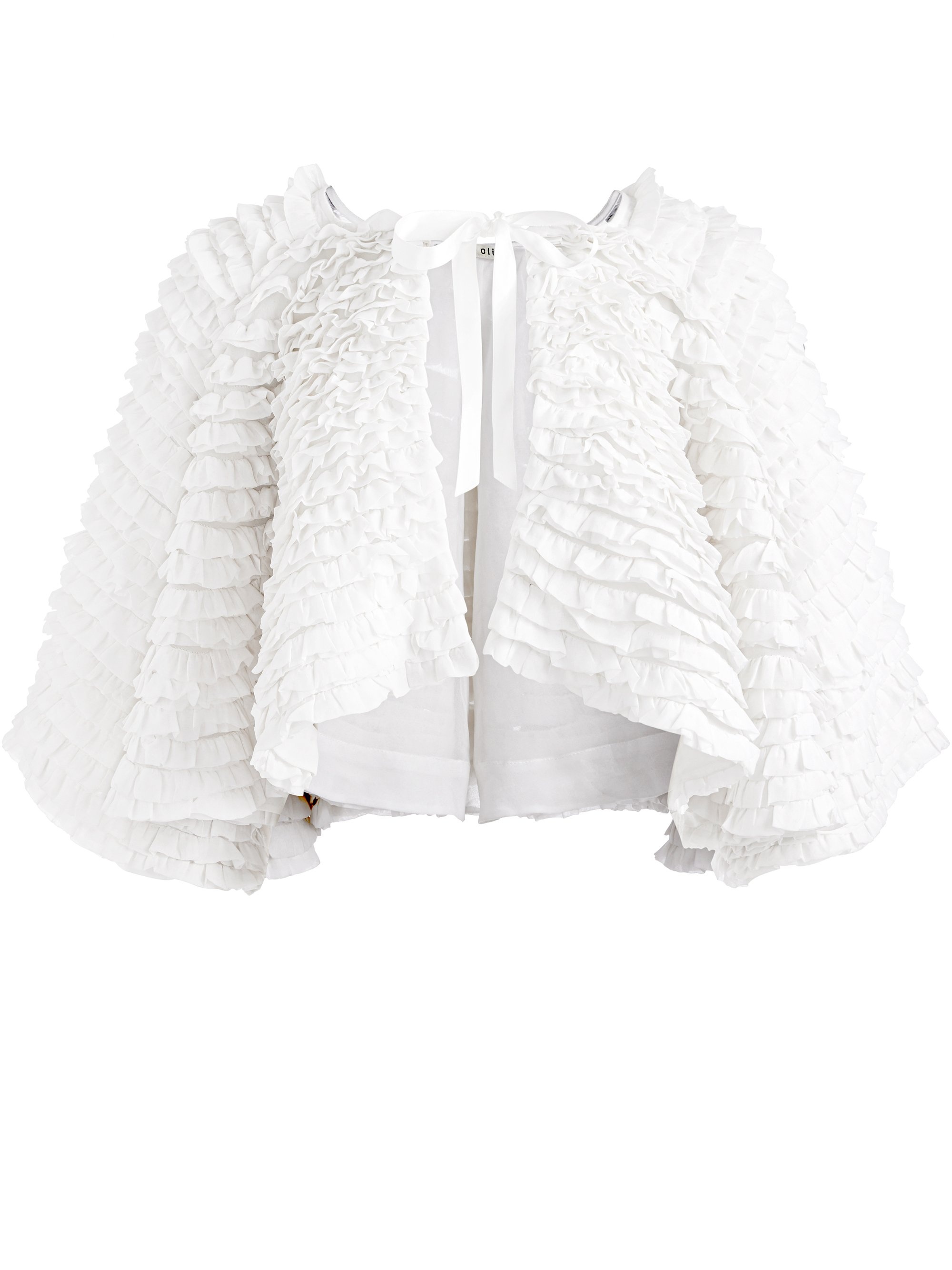 LOREE RUFFLE TIE FRONT CROPPED JACKET - 1