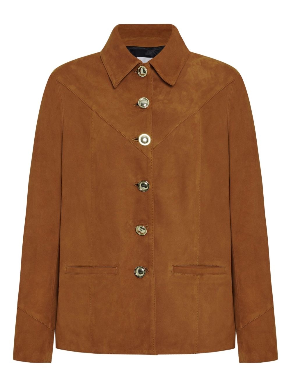 button-embellished suede jacket - 2