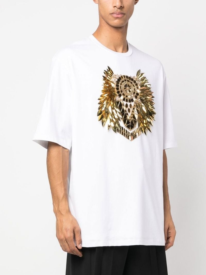 crystal-embellished cotton T-shirt - 3