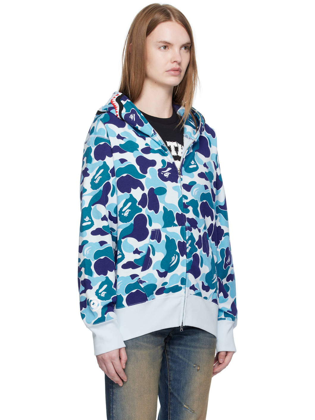 Blue ABC Camo Shark Full Zip Hoodie - 2