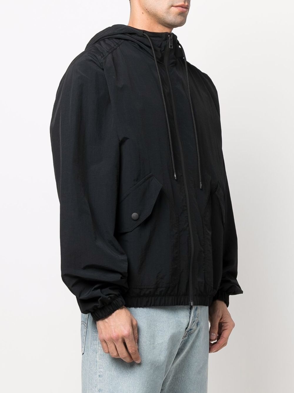 logo-print zip-up hooded jacket - 3